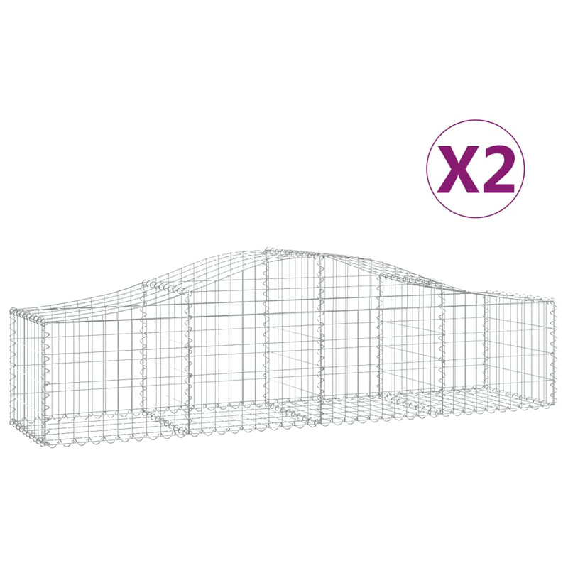 vidaXL 2 db íves horganyzott vas gabion kosár 200x50x40/60 cm