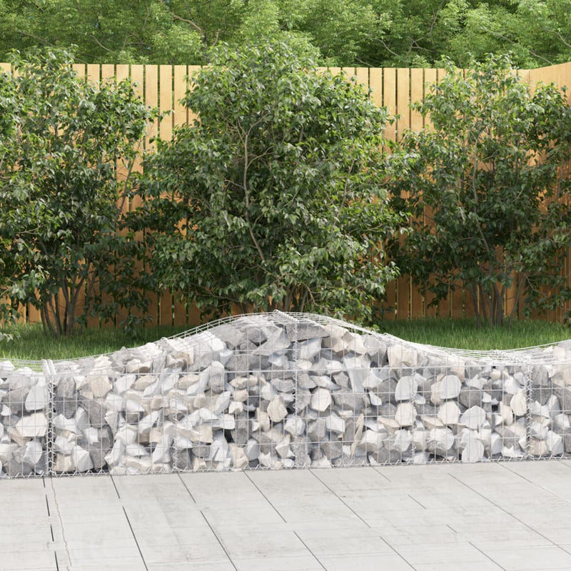 vidaXL 2 db íves horganyzott vas gabion kosár 200x50x40/60 cm
