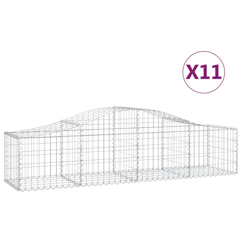vidaXL 11 db íves horganyzott vas gabion kosár 200x50x40/60 cm