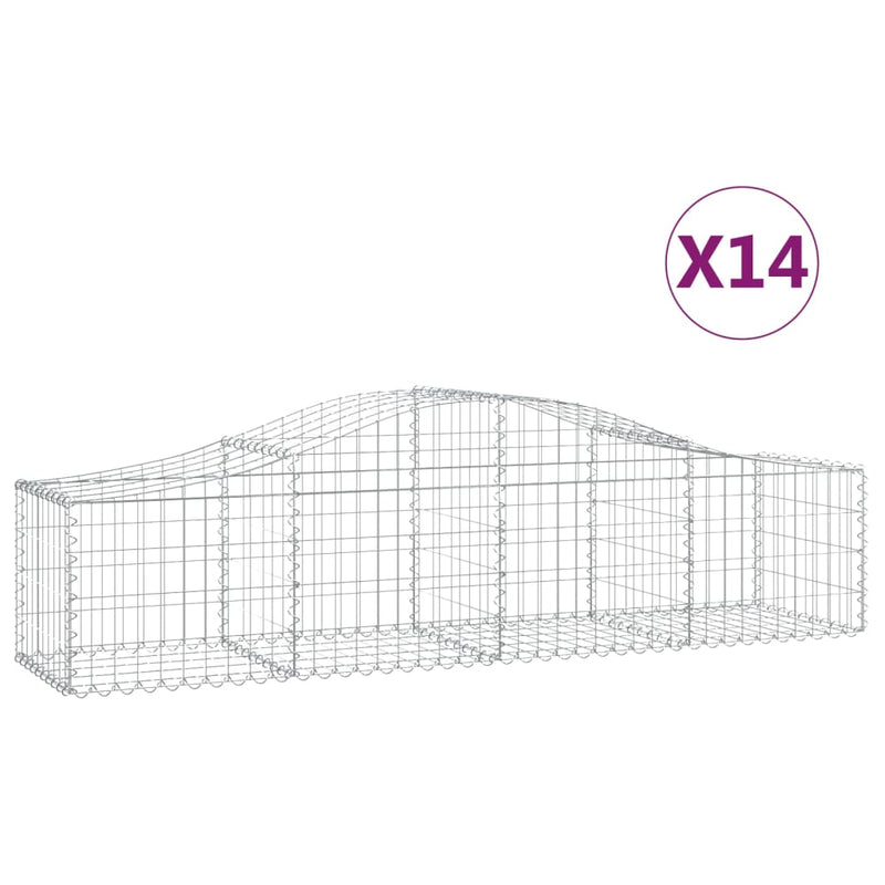 vidaXL 14 db íves horganyzott vas gabion kosár 200x50x40/60 cm