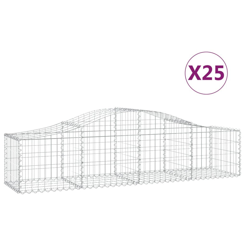 vidaXL 25 db íves horganyzott vas gabion kosár 200x50x40/60 cm