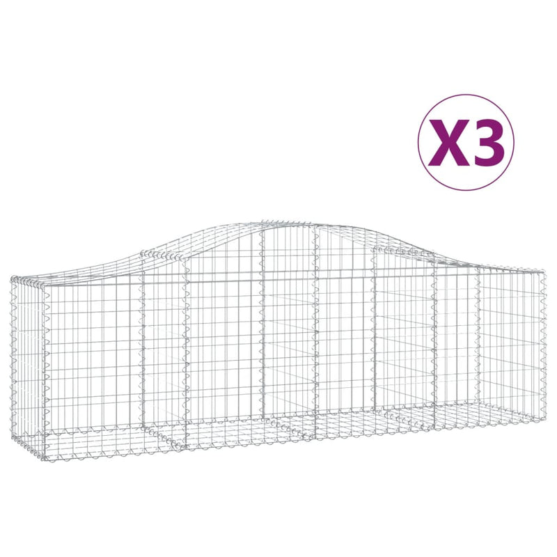 vidaXL 3 db íves horganyzott vas gabion kosár 200x50x60/80 cm