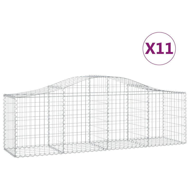 vidaXL 11 db íves horganyzott vas gabion kosár 200x50x60/80 cm