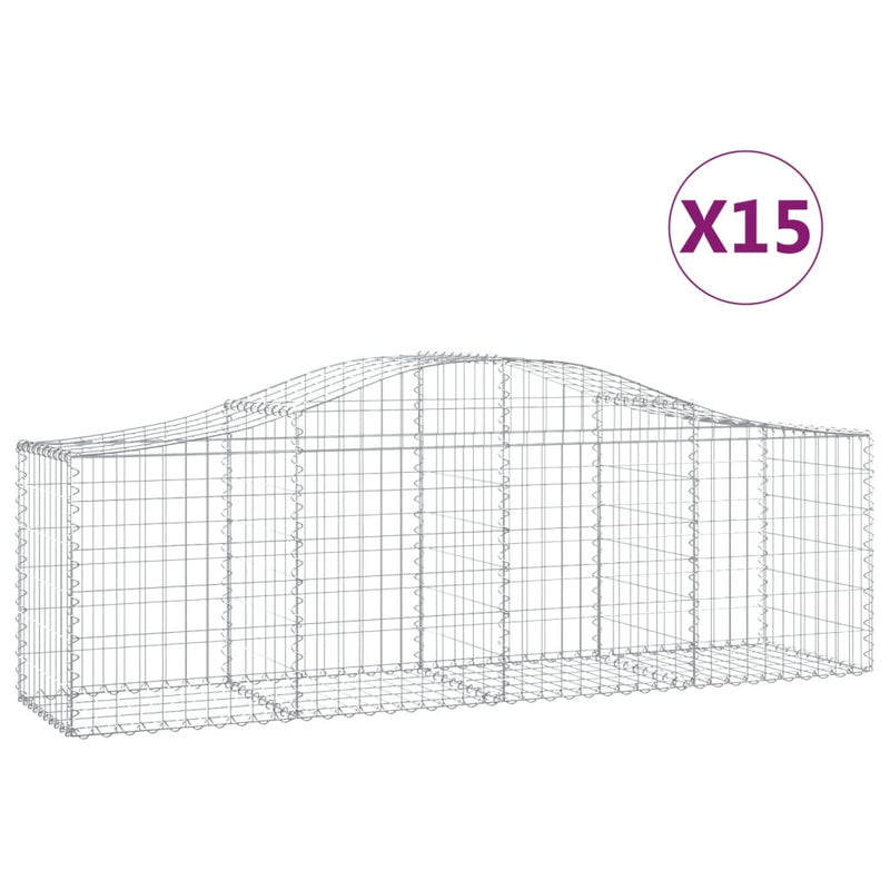 vidaXL 15 db íves horganyzott vas gabion kosár 200x50x60/80 cm