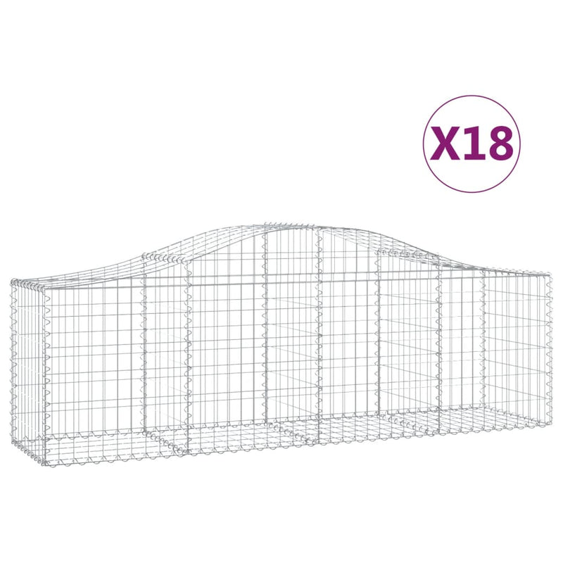 vidaXL 18 db íves horganyzott vas gabion kosár 200x50x60/80 cm