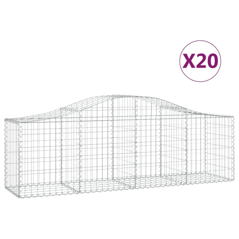vidaXL 20 db íves horganyzott vas gabion kosár 200x50x60/80 cm