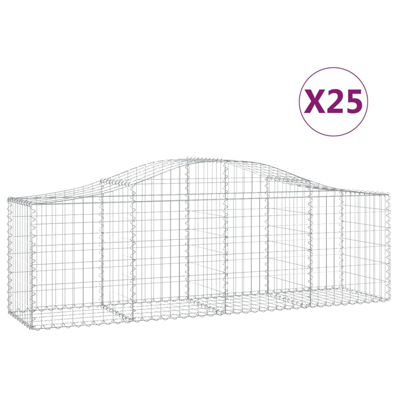 vidaXL 25 db íves horganyzott vas gabion kosár 200x50x60/80 cm