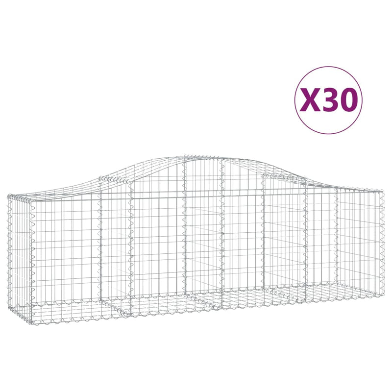 vidaXL 30 db íves horganyzott vas gabion kosár 200x50x60/80 cm