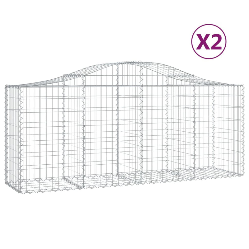vidaXL 2 db íves horganyzott vas gabion kosár 200x50x80/100 cm
