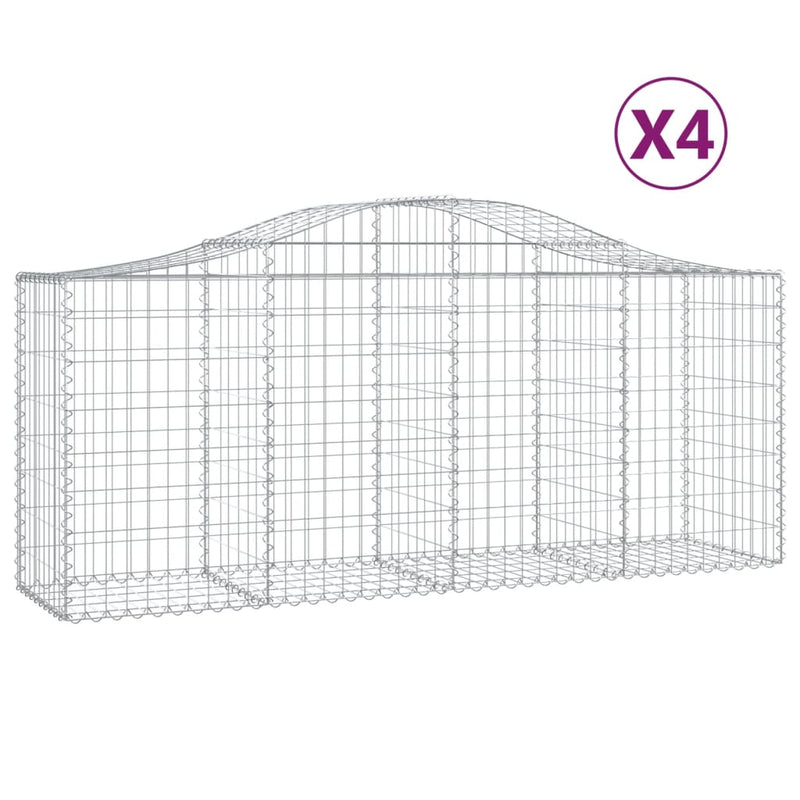 vidaXL 4 db íves horganyzott vas gabion kosár 200x50x80/100 cm