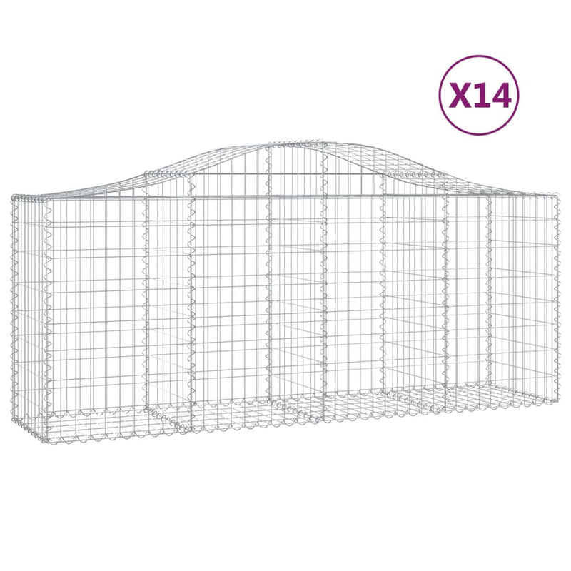 vidaXL 14 db íves horganyzott vas gabion kosár 200x50x80/100 cm