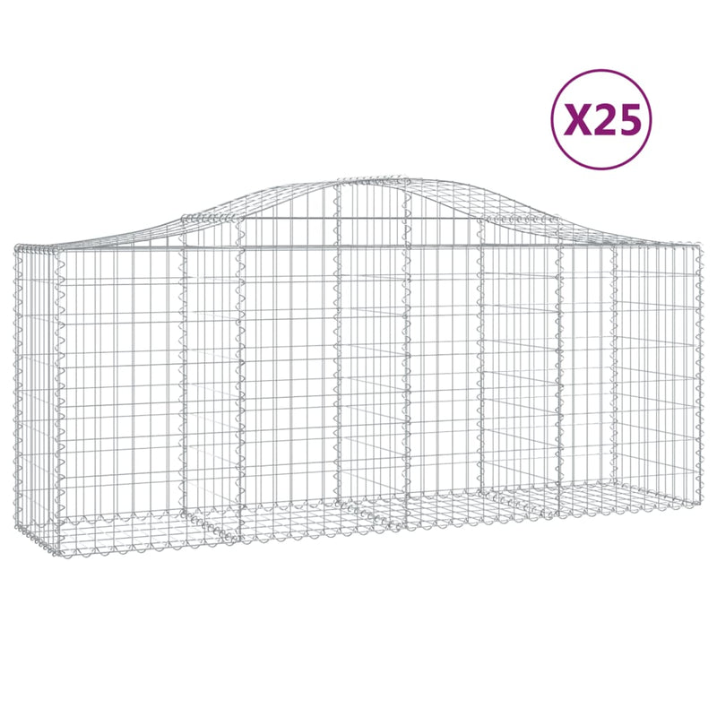 vidaXL 25 db íves horganyzott vas gabion kosár 200x50x80/100 cm