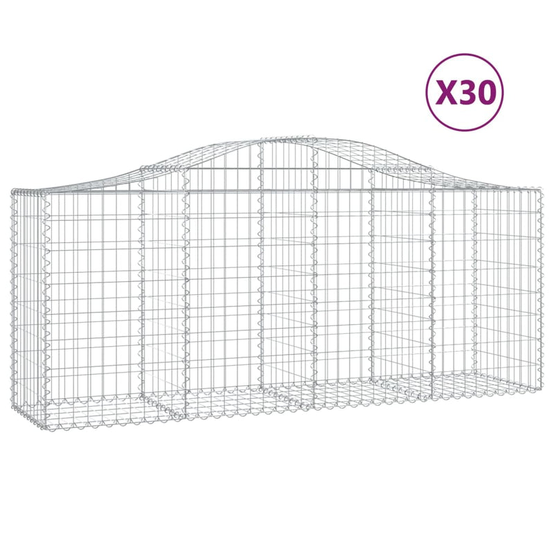 vidaXL 30 db íves horganyzott vas gabion kosár 200x50x80/100 cm