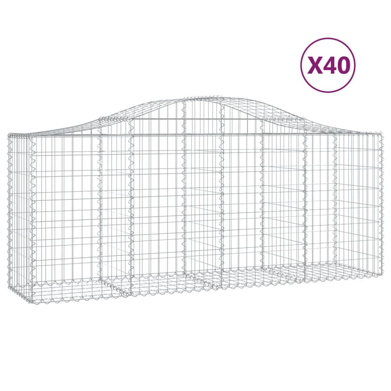 vidaXL 40 db íves horganyzott vas gabion kosár 200x50x80/100 cm