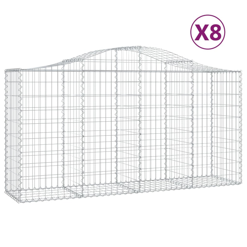 vidaXL 8 db íves horganyzott vas gabion kosár 200 x 50 x 100/120 cm
