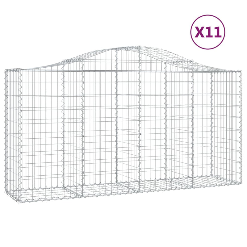 vidaXL 11 db íves horganyzott vas gabion kosár 200 x 50 x 100/120 cm