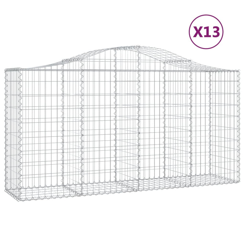 vidaXL 13 db íves horganyzott vas gabion kosár 200x50x100/120 cm