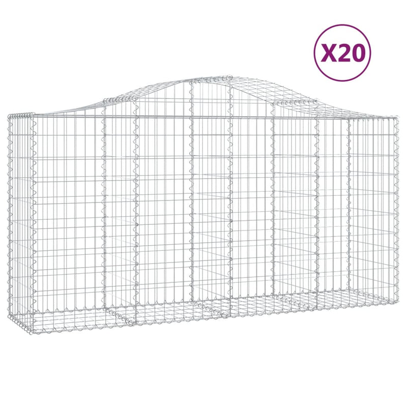 vidaXL 20 db íves horganyzott vas gabion kosár 200x50x100/120 cm