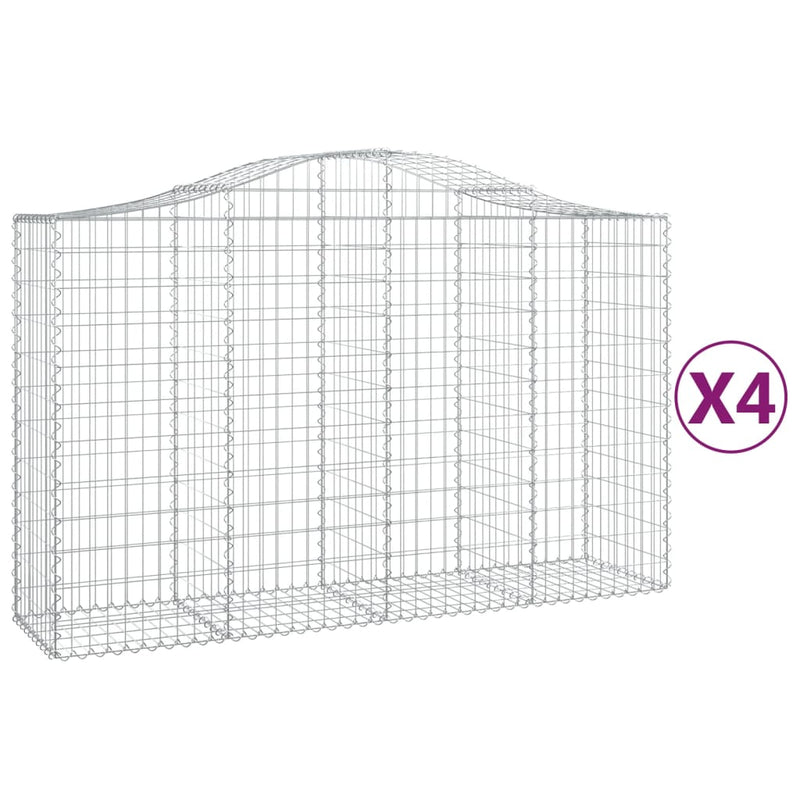vidaXL 4 db íves horganyzott vas gabion kosár 200x50x120/140 cm