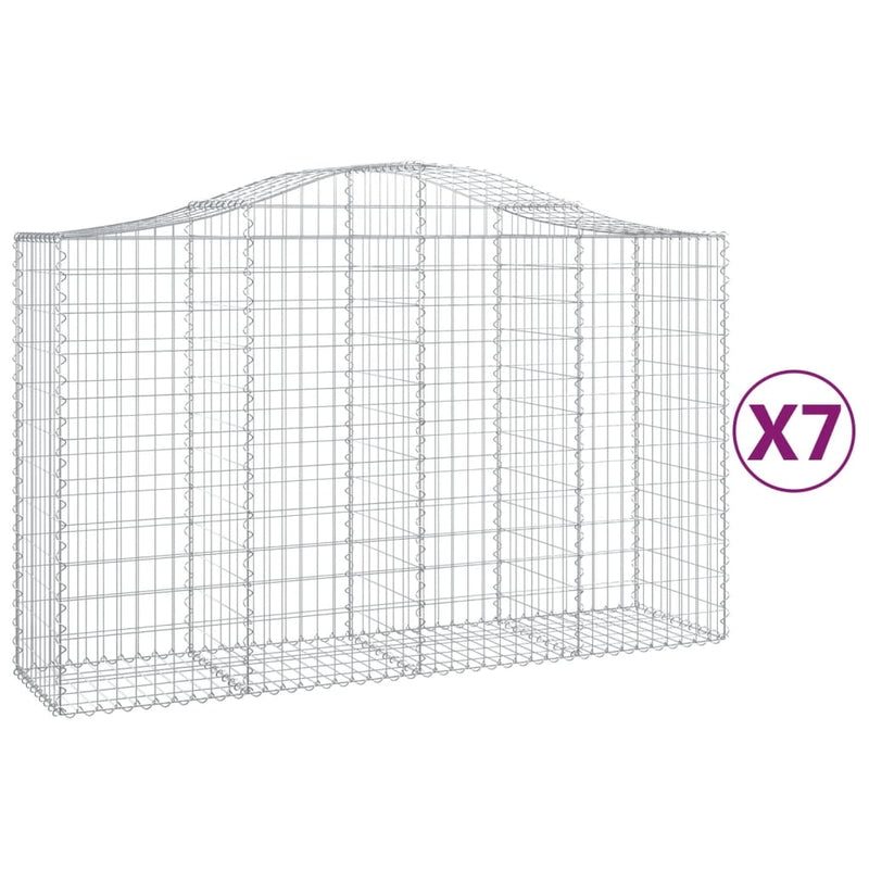 vidaXL 7 db íves horganyzott vas gabion kosár 200x50x120/140 cm