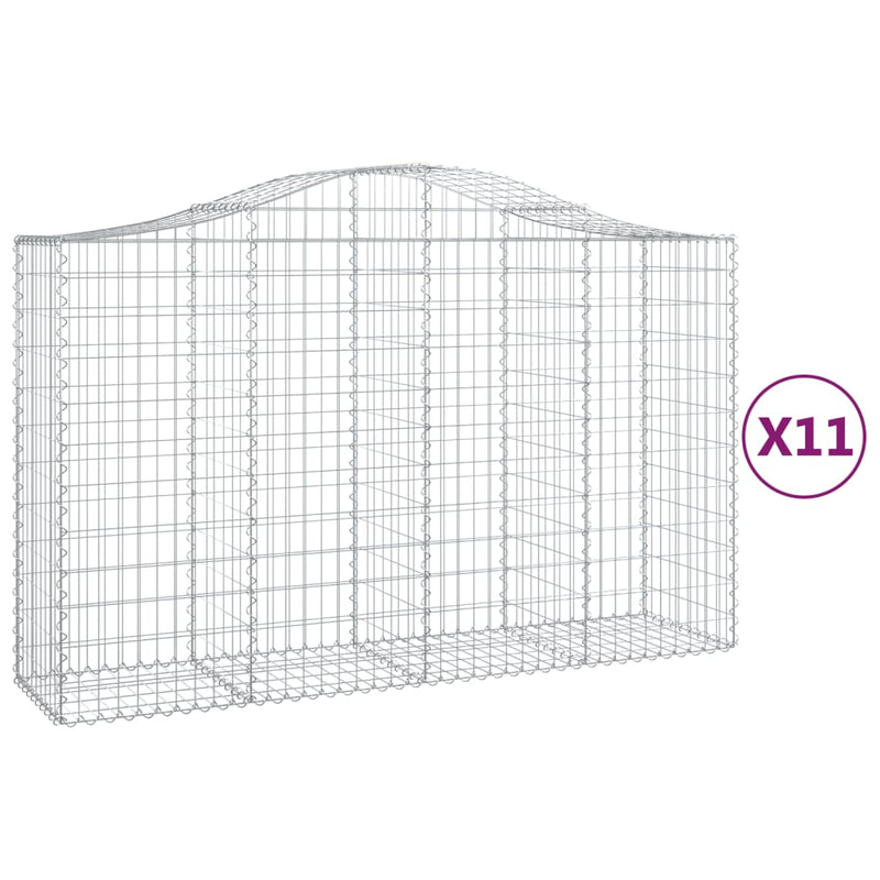 vidaXL 11 db íves horganyzott vas gabion kosár 200x50x120/140 cm
