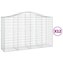 vidaXL 12 db íves horganyzott vas gabion kosár 200x50x120/140 cm