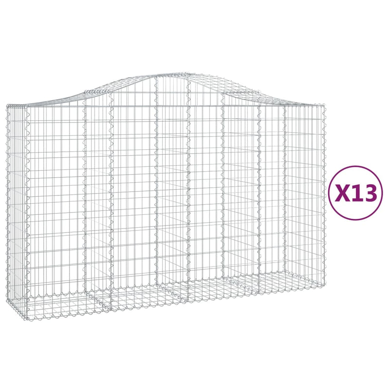 vidaXL 13 db íves horganyzott vas gabion kosár 200x50x120/140 cm