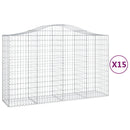 vidaXL 15 db íves horganyzott vas gabion kosár 200x50x120/140 cm