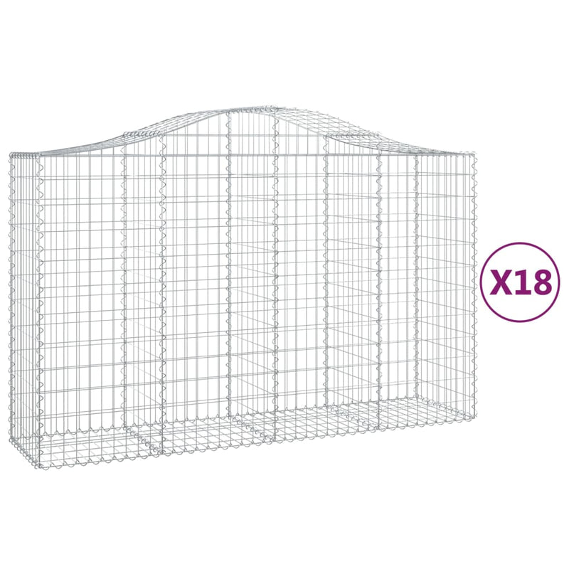 vidaXL 18 db íves horganyzott vas gabion kosár 200x50x120/140 cm