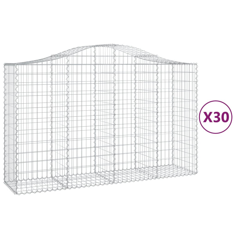 vidaXL 30 db íves horganyzott vas gabion kosár 200x50x120/140 cm