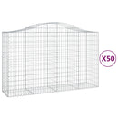 vidaXL 50 db íves horganyzott vas gabion kosár 200x50x120/140 cm