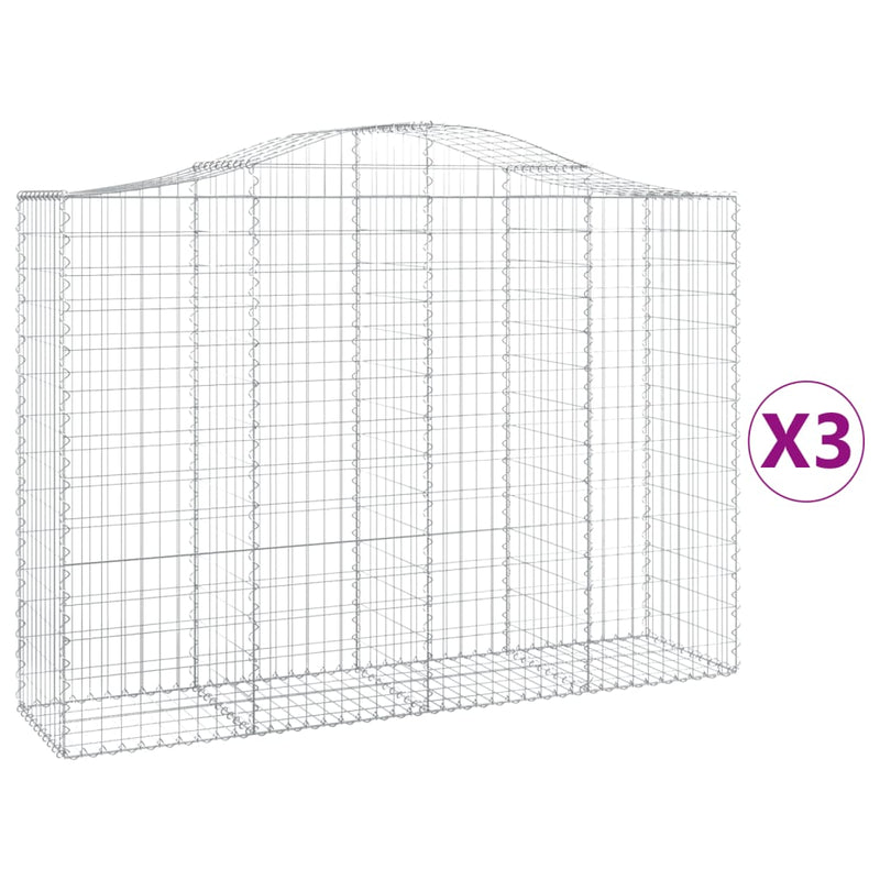 vidaXL 3 db íves horganyzott vas gabion kosár 200x50x140/160 cm
