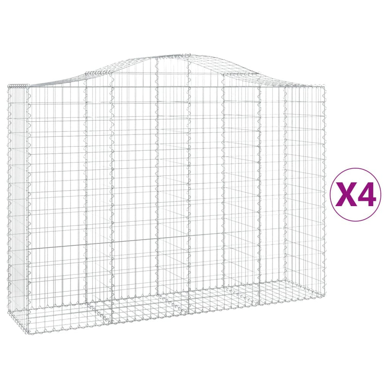 vidaXL 4 db íves horganyzott vas gabion kosár 200x50x140/160 cm