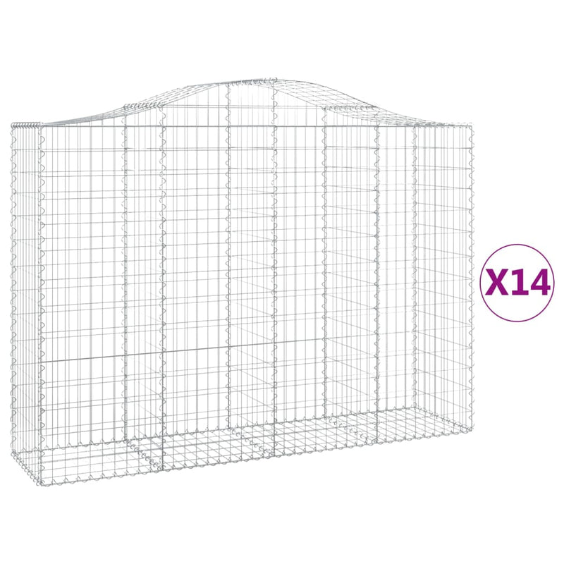 vidaXL 14 db íves horganyzott vas gabion kosár 200x50x140/160 cm