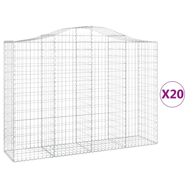 vidaXL 20 db íves horganyzott vas gabion kosár 200x50x140/160 cm