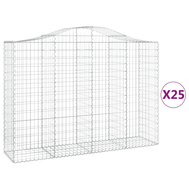 vidaXL 25 db íves horganyzott vas gabion kosár 200x50x140/160 cm