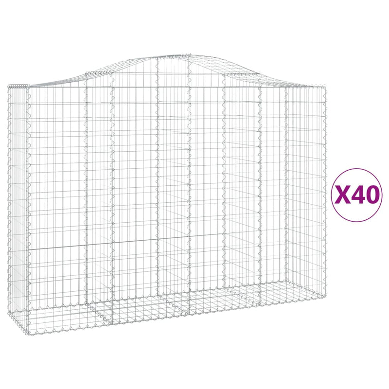 vidaXL 40 db íves horganyzott vas gabion kosár 200x50x140/160 cm