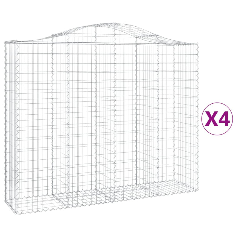 vidaXL 4 db íves horganyzott vas gabion kosár 200x50x160/180 cm
