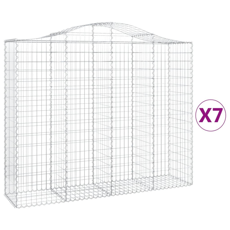 vidaXL 7 db íves horganyzott vas gabion kosár 200x50x160/180 cm