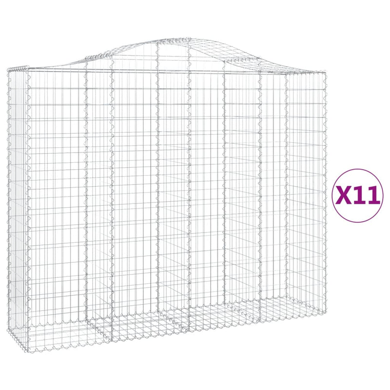vidaXL 11 db íves horganyzott vas gabion kosár 200x50x160/180 cm