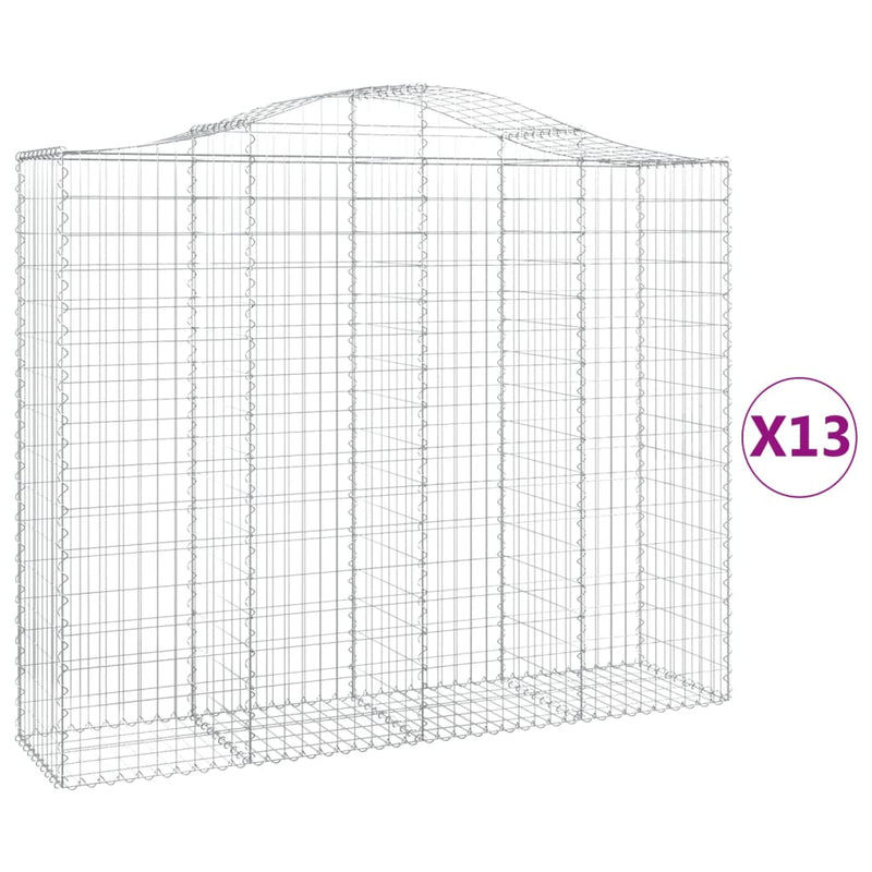 vidaXL 13 db íves horganyzott vas gabion kosár 200x50x160/180 cm