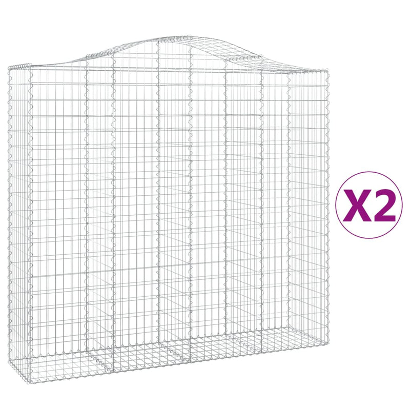 vidaXL 2 db íves horganyzott vas gabion kosár 200x50x180/200 cm
