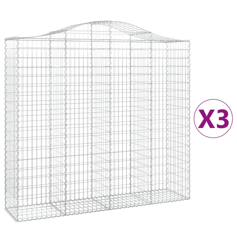 vidaXL 3 db íves horganyzott vas gabion kosár 200x50x180/200 cm