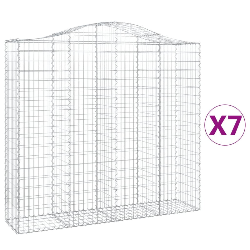 vidaXL 7 db íves horganyzott vas gabion kosár 200x50x180/200 cm