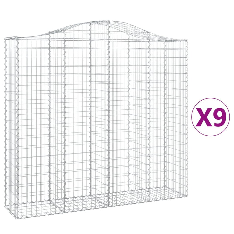 vidaXL 9 db íves horganyzott vas gabion kosár 200x50x180/200 cm