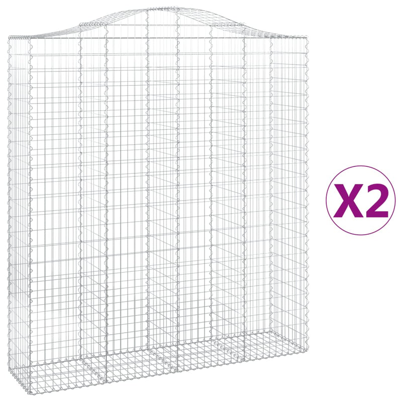 vidaXL 2 db íves horganyzott vas gabion kosár 200x50x220/240 cm
