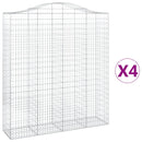 vidaXL 4 db íves horganyzott vas gabion kosár 200x50x220/240 cm