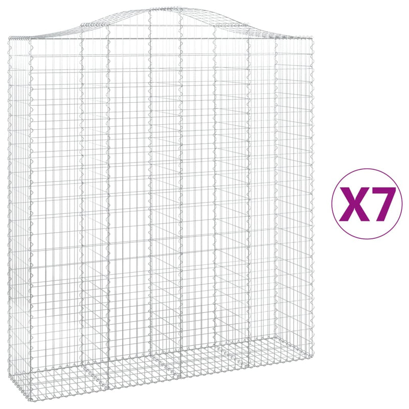 vidaXL 7 db íves horganyzott vas gabion kosár 200x50x220/240 cm
