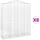 vidaXL 8 db íves horganyzott vas gabion kosár 200x50x220/240 cm