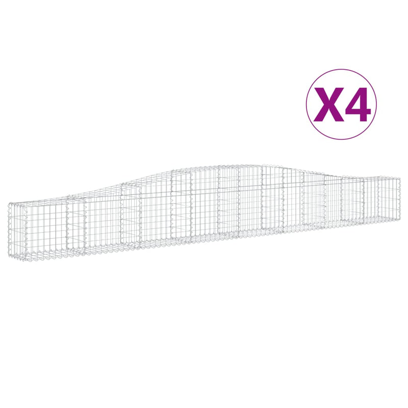 vidaXL 4 db íves horganyzott vas gabion kosár 400x30x40/60 cm